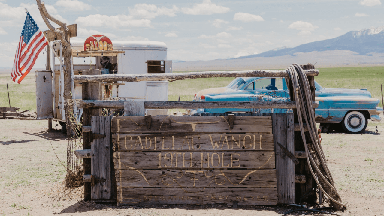 Cadillac Wanch 19th Hole sign with the Cadillac and Saloon