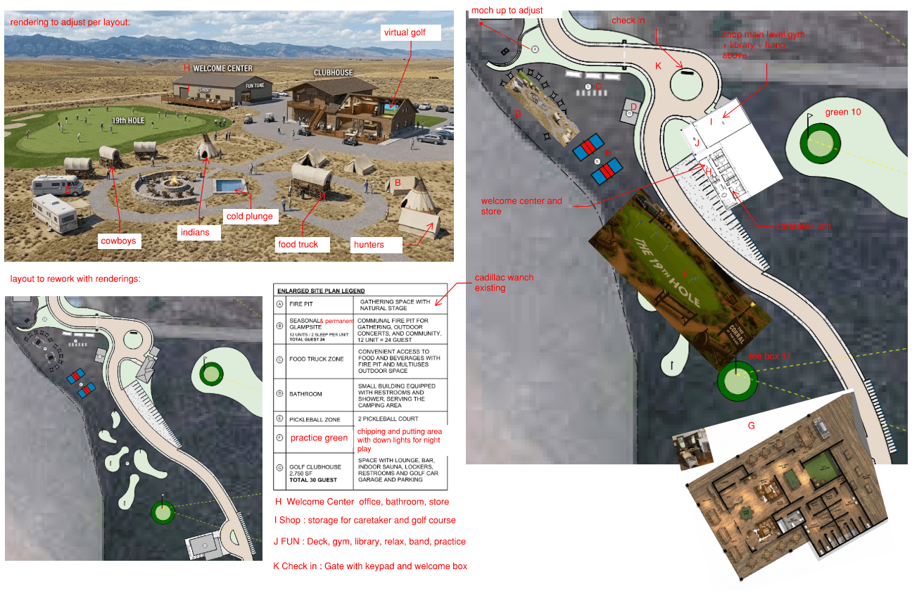 Annotated Phase 1 arrival and amenity concept rendering